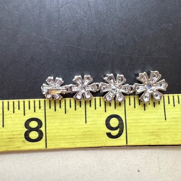 Sterling Silver 925 Snowflake Flower CZ Line Pendant Small Pendant Bail 1.5" L - Picture 11 of 12